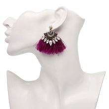 Orchid Crystal Tassel Earrings