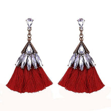 Red Crystal Tassel Earrings