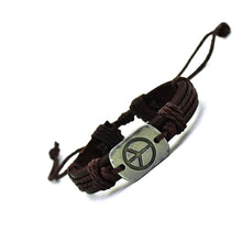 Peace Sign Leather Cuff Bracelet