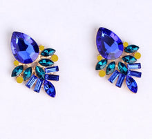 Royal Blue Emerald Crystal Stud Earrings