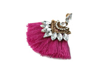Fushia Crystal Tassel Earrings