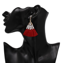 Red Crystal Tassel Earrings