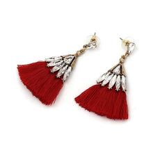 Red Crystal Tassel Earrings