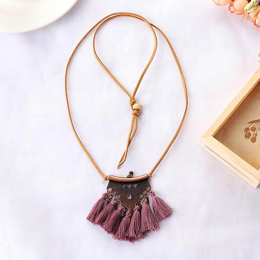 Purple Tassel Choker Necklace