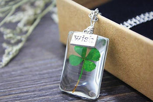 Shamrock Lucky Charm Wish Pendant Necklace