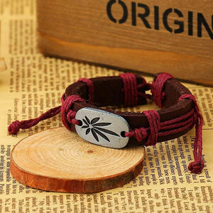 Mary Jane Weed Leather Cuff Bracelet