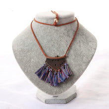 Royal Blue Burnt Sienna Tassel Choker Necklace