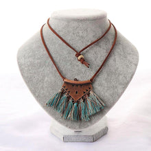 Turquoise Brown Tassel Choker Necklace