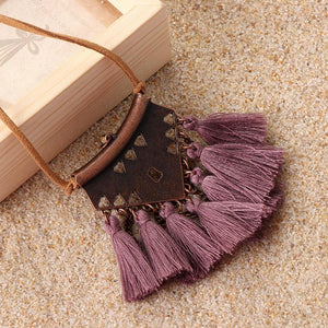 Purple Tassel Choker Necklace