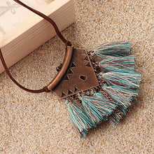 Turquoise Brown Tassel Choker Necklace