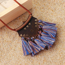 Royal Blue Burnt Sienna Tassel Choker Necklace