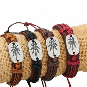 Mary Jane Weed Leather Cuff Bracelet