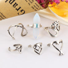 OM Symbol Opalite Healing Stone Ring Set
