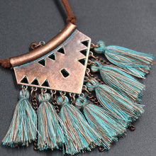 Turquoise Brown Tassel Choker Necklace
