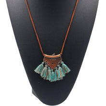 Turquoise Brown Tassel Choker Necklace
