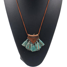 Turquoise Brown Tassel Choker Necklace