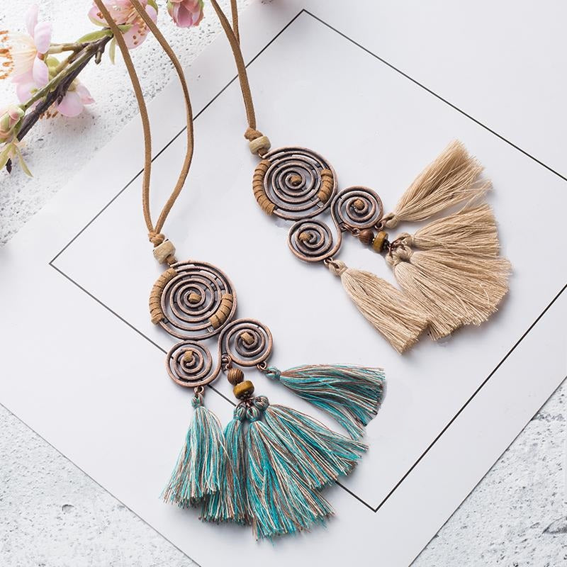Spiral Tassel Choker Necklace