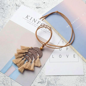 Crescent Tassel Choker Necklace