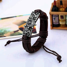 Nautical Captain Ship Wheel & Anchor Leather  Bracelet