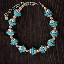 Lotus Beads Tibetan Silver Turquoise Bracelet