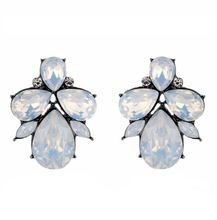 White Opal Crystal Stud Earrings