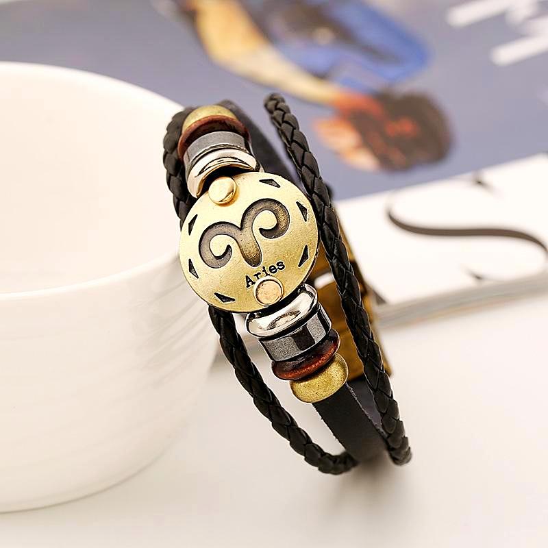 Zodiac Sign Leather Bracelet KEISELA