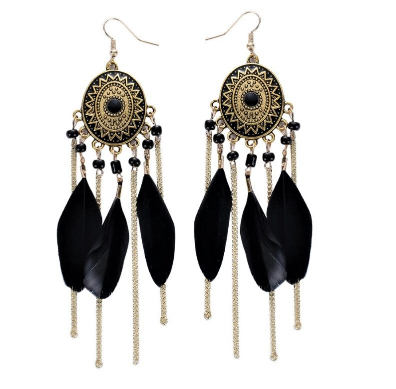 Bimini Black Feather Earrings