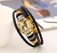 Celestial Hematite Zodiac Sign Leather Bracelet
