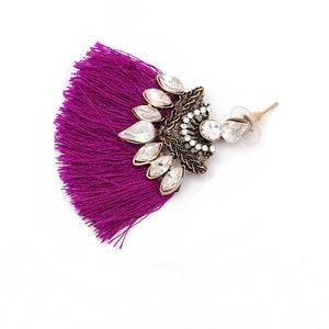 Orchid Crystal Tassel Earrings