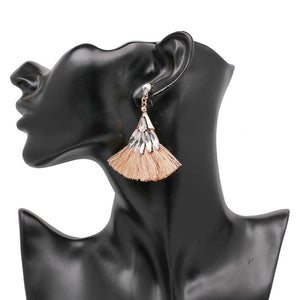 Peach Crystal Tassel Earrings