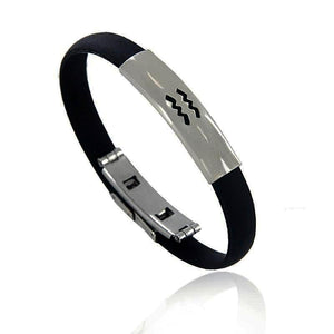 Modern Stainless Steel Zodiac Sign Silicon Bracelet