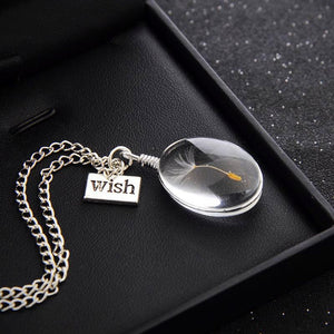 Dandelion Make A Wish Lucky Charm Pendant Necklace