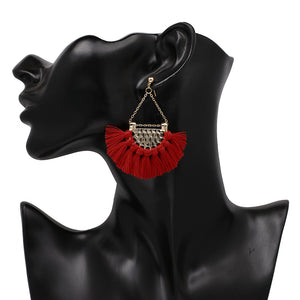 Flamenco Red Tassel Earrings