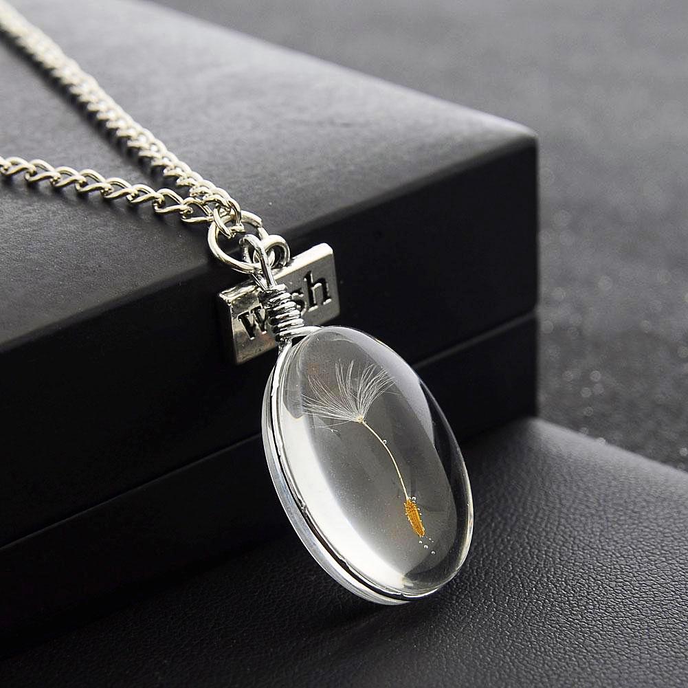 Dandelion Make A Wish Lucky Charm Pendant Necklace