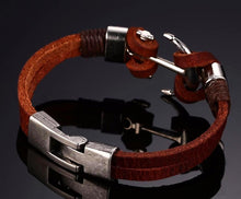 Nautical Anchor Leather Bracelet