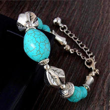 Leaf Bead Tibetan Silver Turquoise Bracelet