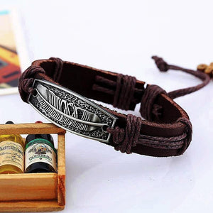 Feather Leather Cuff Bracelet