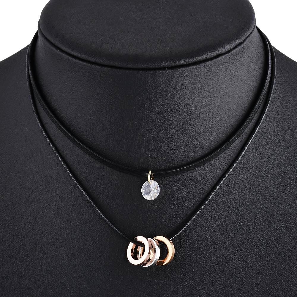 Crystal Double-Layer Choker Necklace