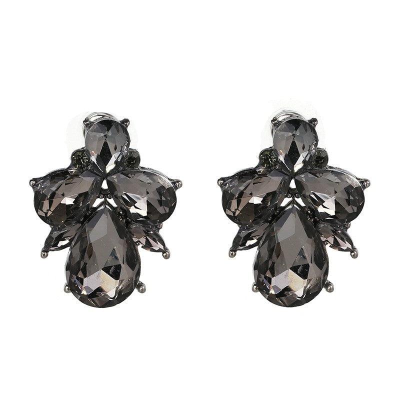 Smoky Gray Crystal Stud Earrings