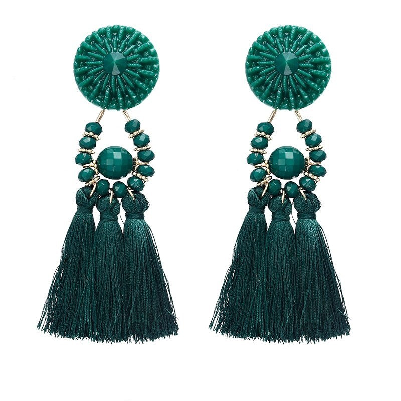 Venice Green Tassel Earrings
