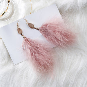 Candy Crystal Feather Earrings