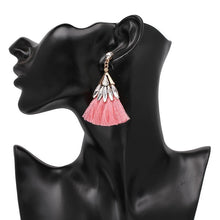 Pink Crystal Tassel Earrings