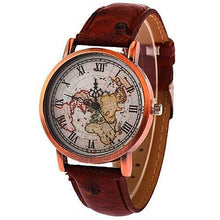 Old World Map Leather Watch