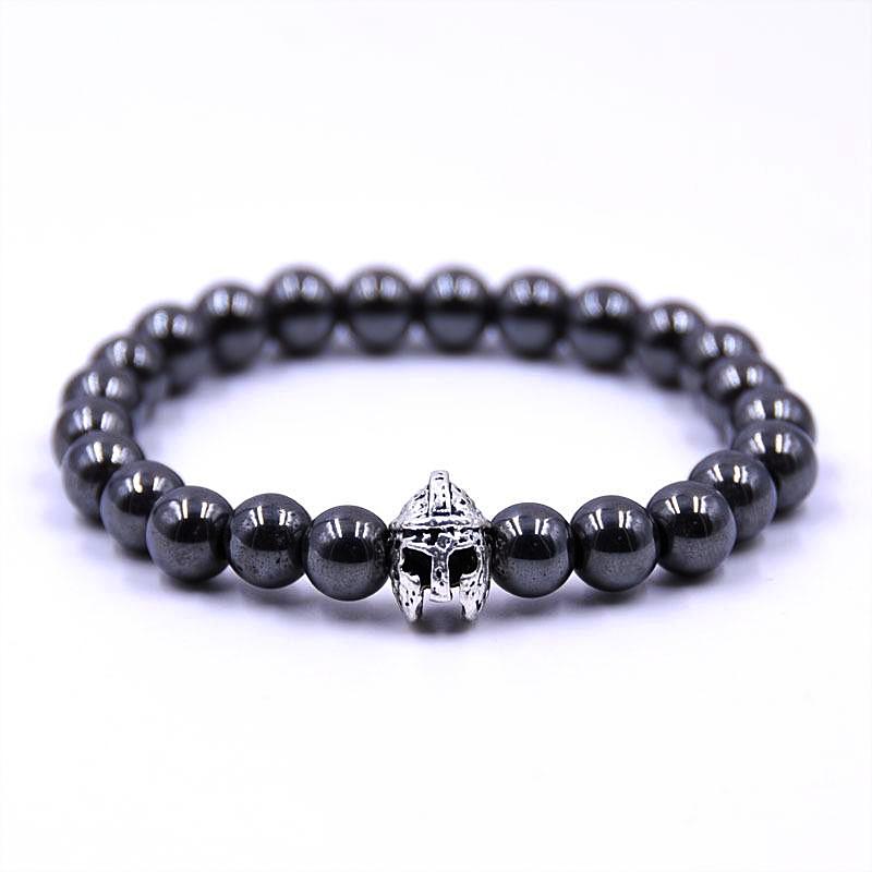 Gladiator Warrior Helmet Hematite Bead Bracelet