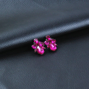 Magenta Crystal Stud Earrings