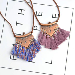 Purple Tassel Choker Necklace