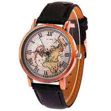 Old World Map Leather Watch