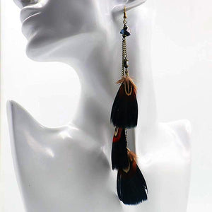 Cozumel Long Feather Earrings