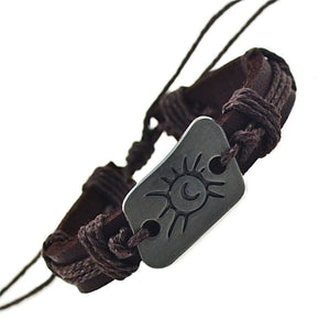 Surfer Sun Leather Cuff Bracelet