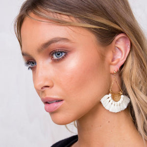 Flamenco White Tassel Earrings